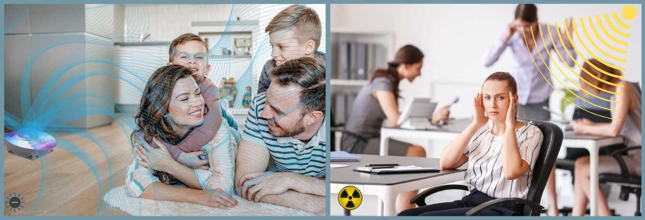 Confronto tra un ambiente con e senza protezione da campi elettromagnetic e geopatie del sottosuolo