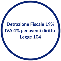 Icona Dispositivo Medico con detrazione fiscale 19% e IVA agevolata 4%.